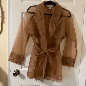 Rachel Zoe Sheer Organza Trench Coat - Tan Brown